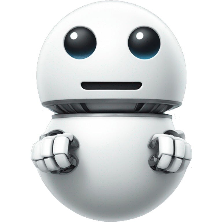 cute white floating spherical happy robot emoji