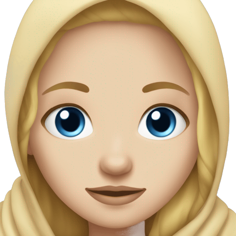 blonde girl middle part blue eyes in blanket emoji