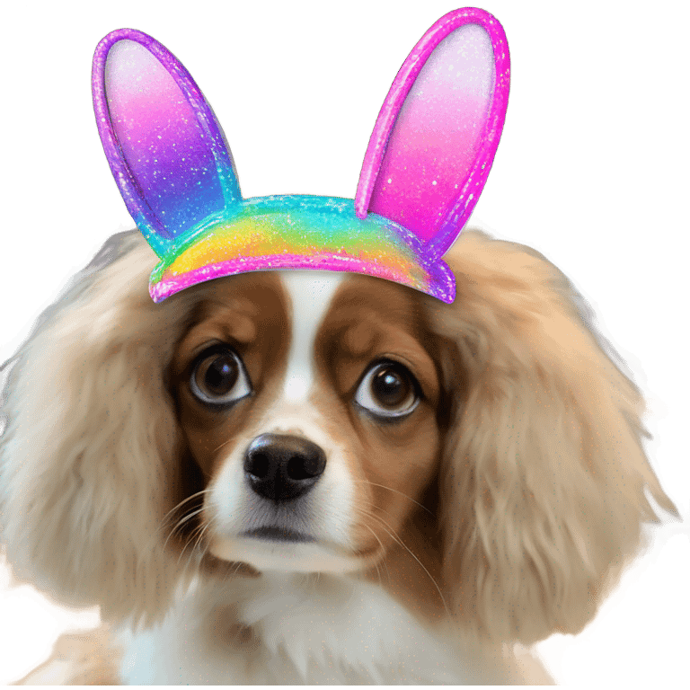 Lisa Frank Easter bunny headband on dog emoji