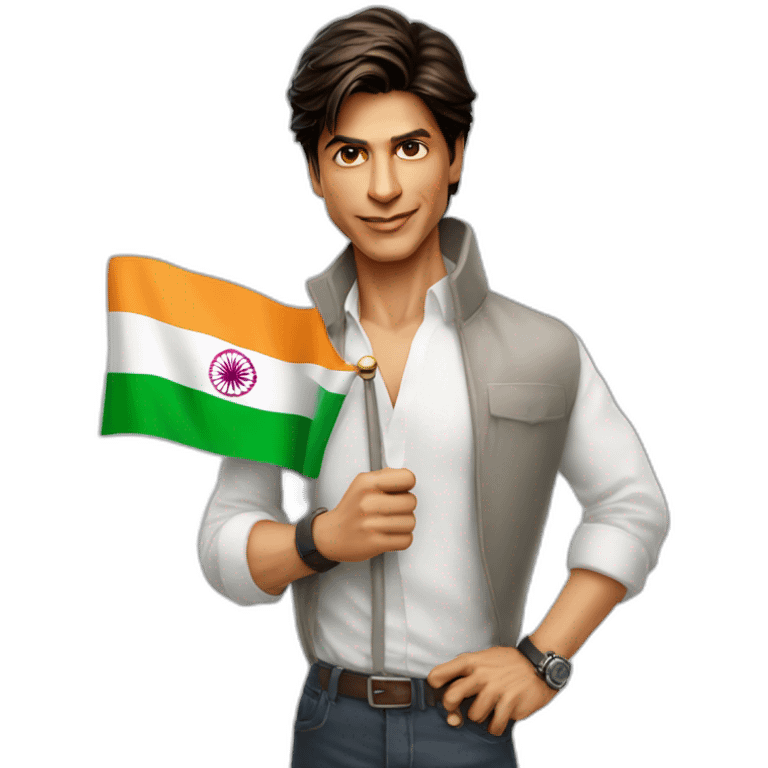 Shah Rukh Khan with the flag of India and Iran in his hands emoji