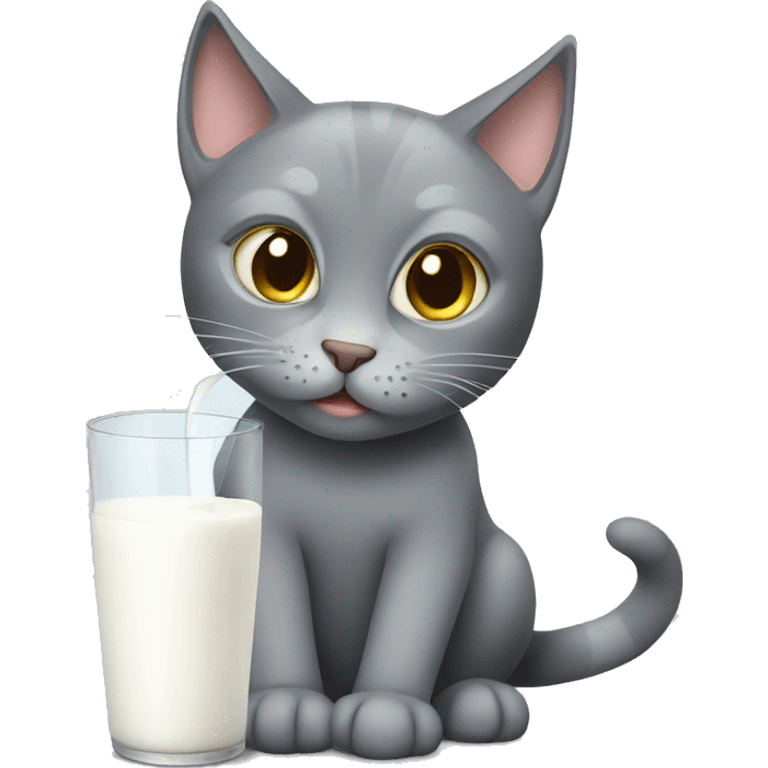 Grey cat drinking milk emoji