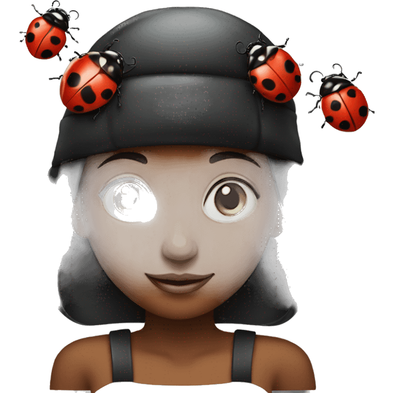 Girl with a lady bug hat emoji