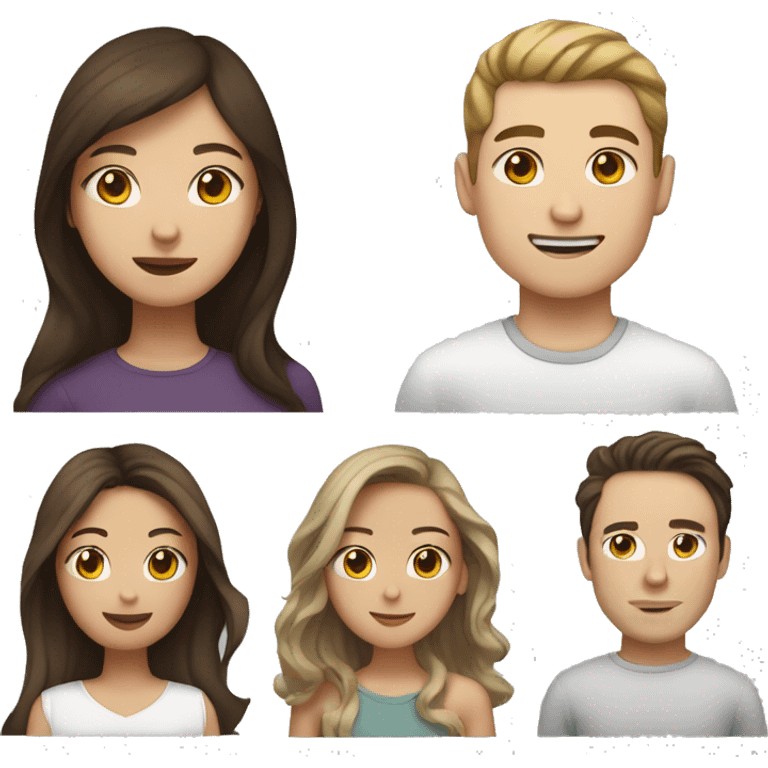 brown haired asian girl with straight hair and brown haired white guy with wavy hair emoji