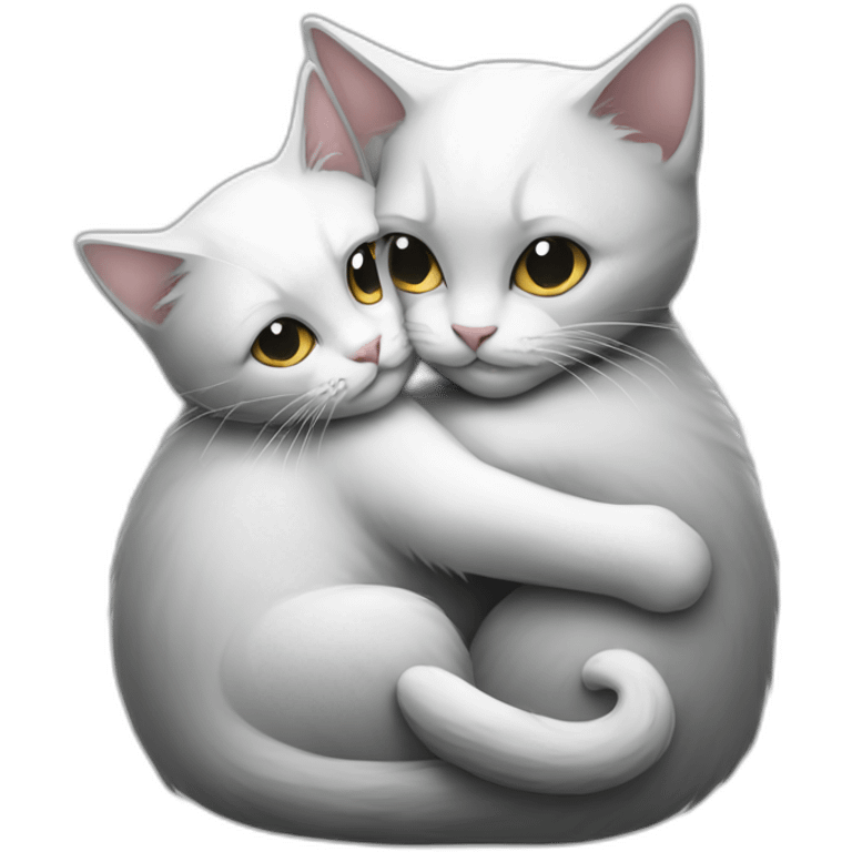 white cat hug grey cat emoji