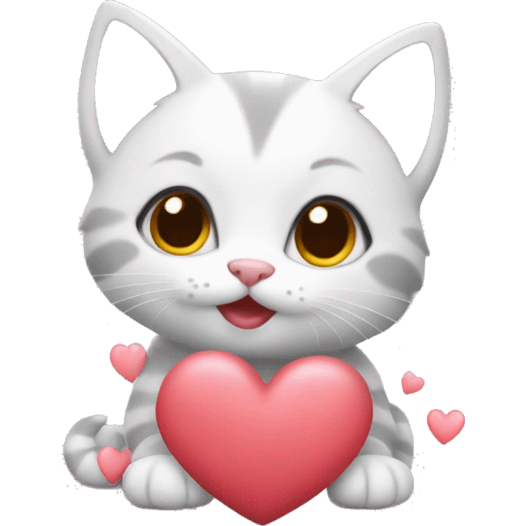 Cute kitten with a lot of hearts emoji