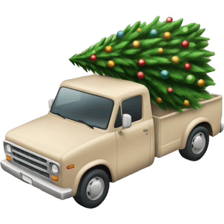 Beige truck with Christmas tree  emoji