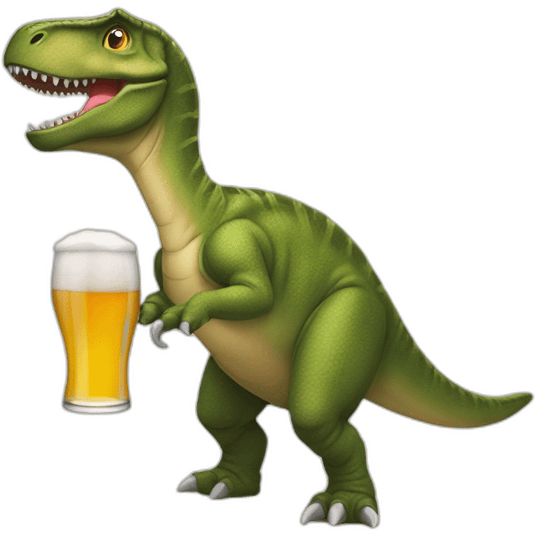 Dinosaure qui boit une bière emoji