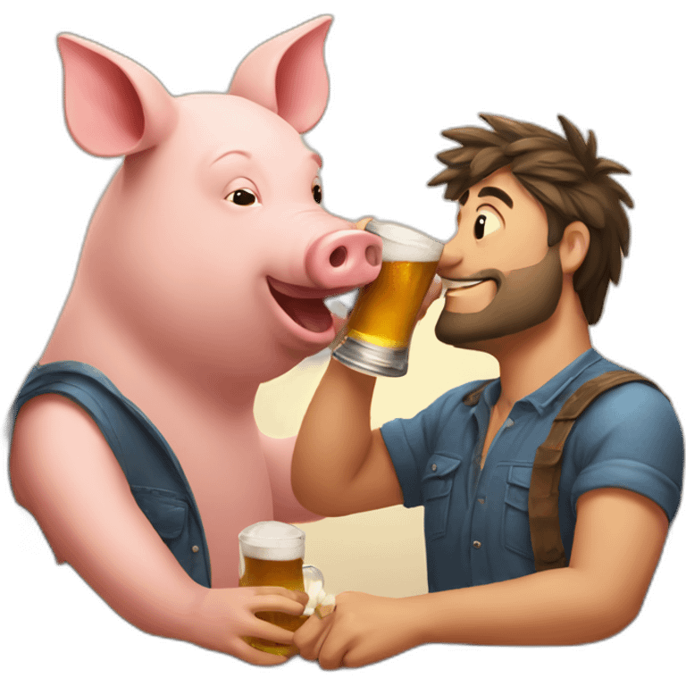 men drink beer with pig emoji