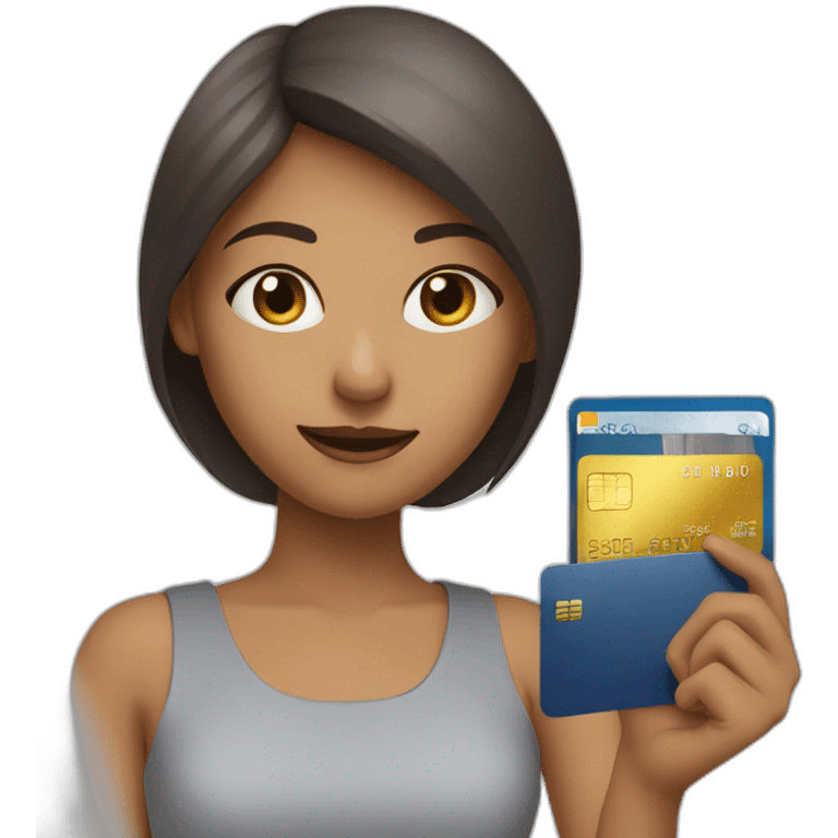 Girl with a credit card in front her comouter emoji