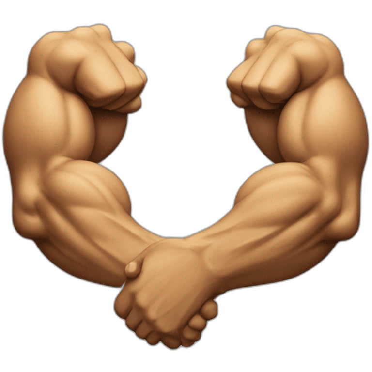 two arms with large biceps handshake emoji