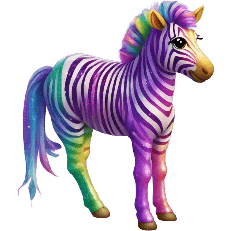 Lisa frank rainbow zebra with glitter purple stripes emoji