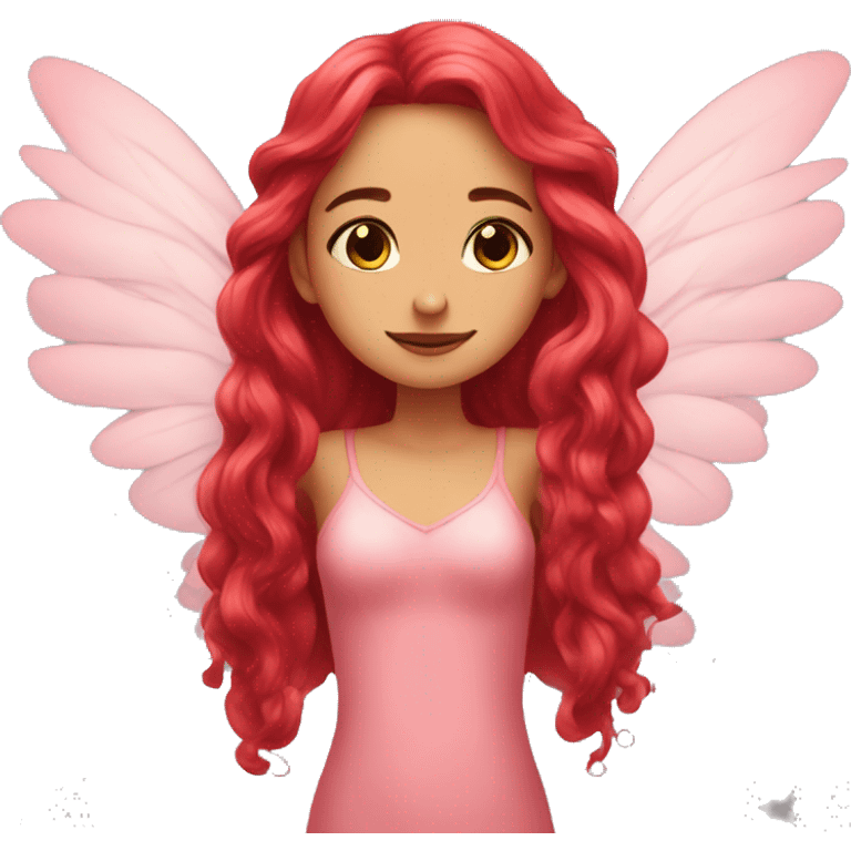 big wings, rose, Beautiful, fairy, red, long hair emoji