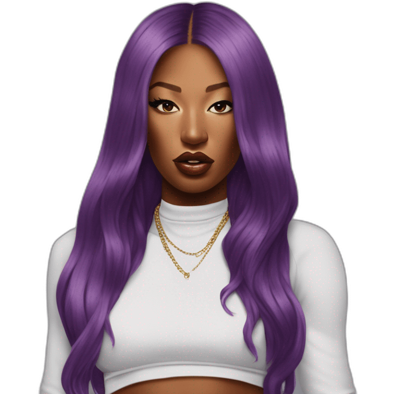 Rapper Megan Thee Stallion Super Realist Portrait emoji