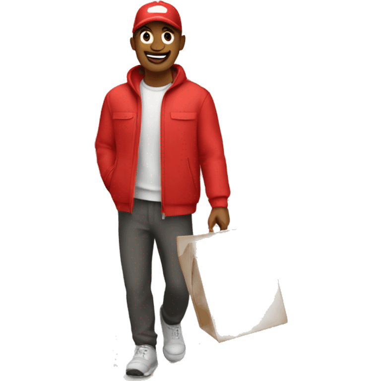 food delivery guy in red clothes  emoji