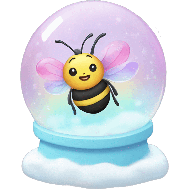 Kawaii rainbow pastel bee in snow globe  emoji