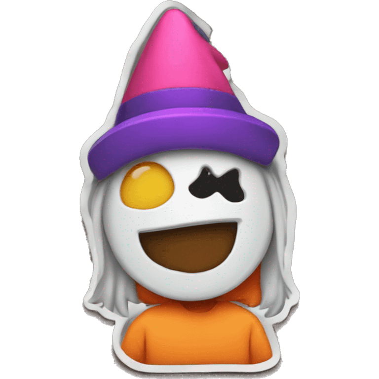 a badge, that says "pj party - og crew"  and halloween theme emoji