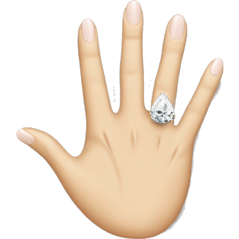 hand with engagement ring pear shape emoji