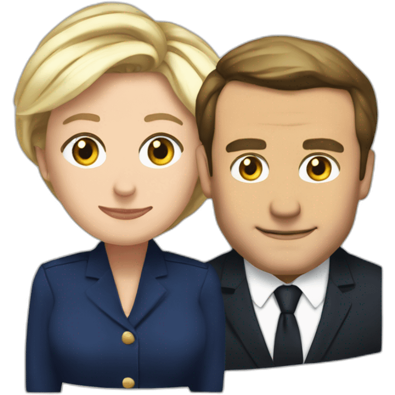 Macron qui embrasse marine le pen emoji