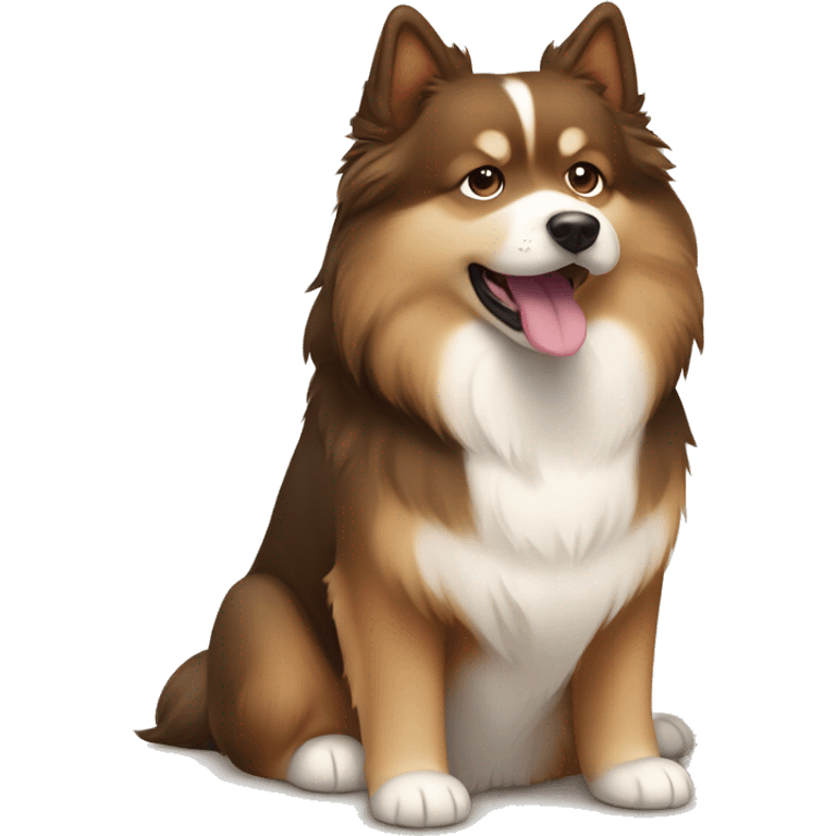 Finnish Lapphund Brown and light brown sitting up emoji