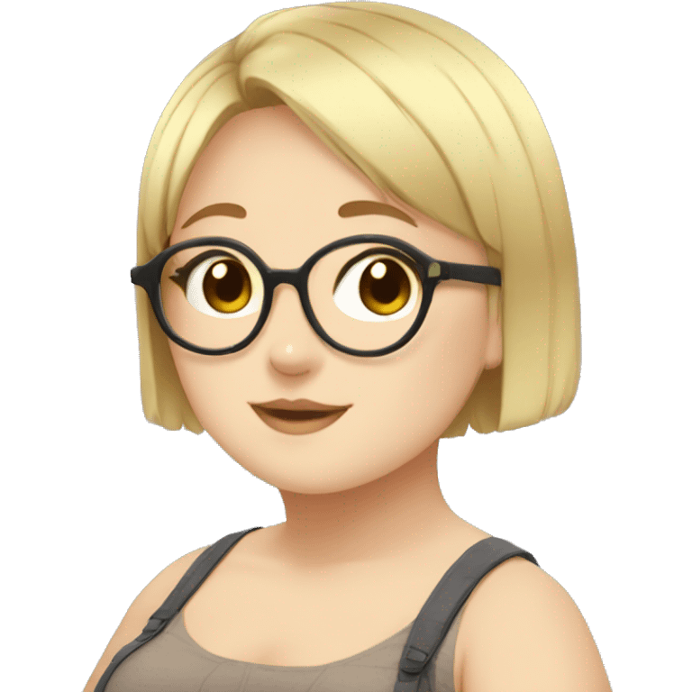 Chubby anime girl with glasses and short blonde hair emoji