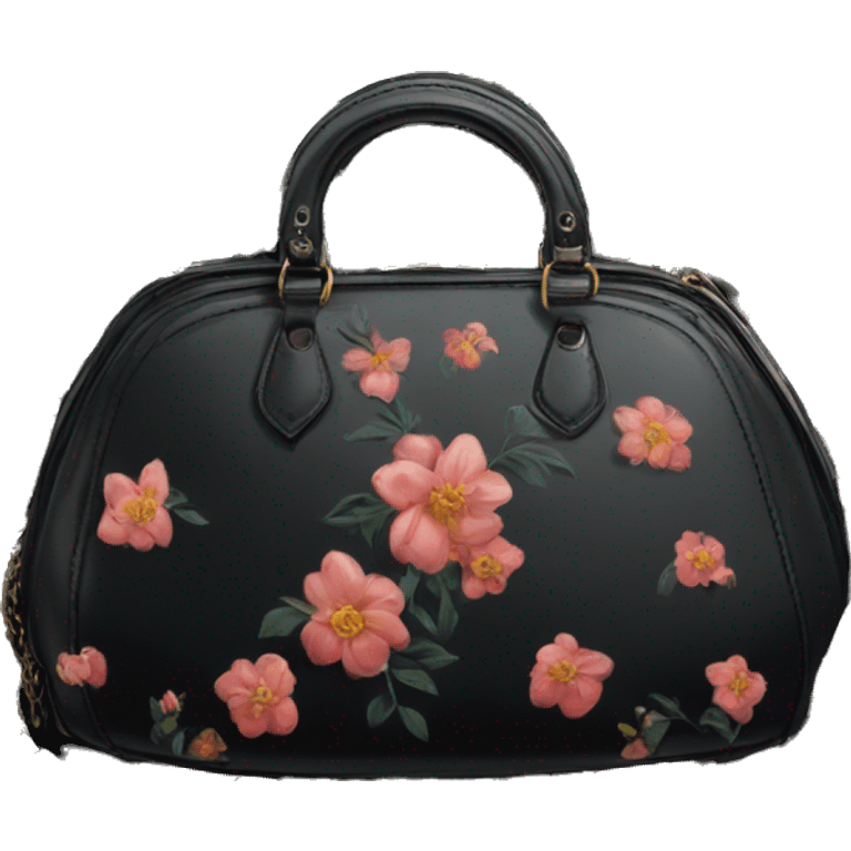 Deep black dior purse with gothic florals   emoji