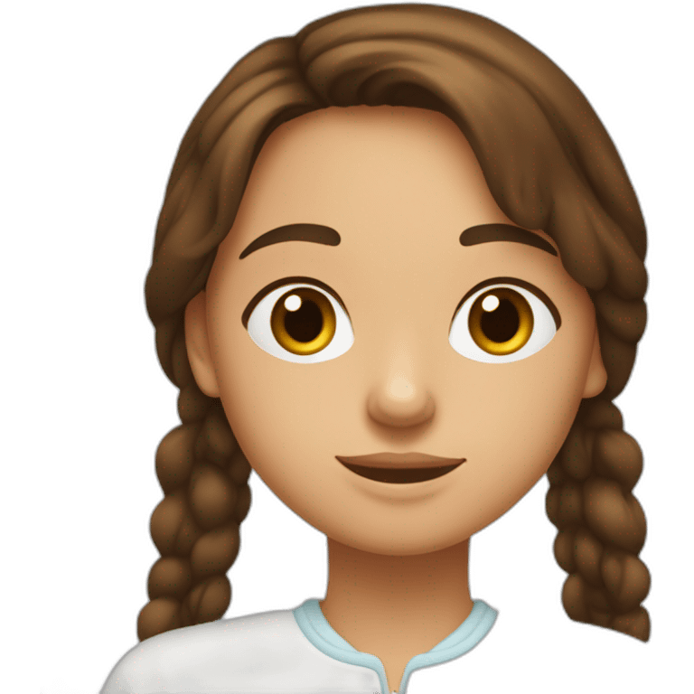 Fille brune bouclée yeux marron tête ovale emoji