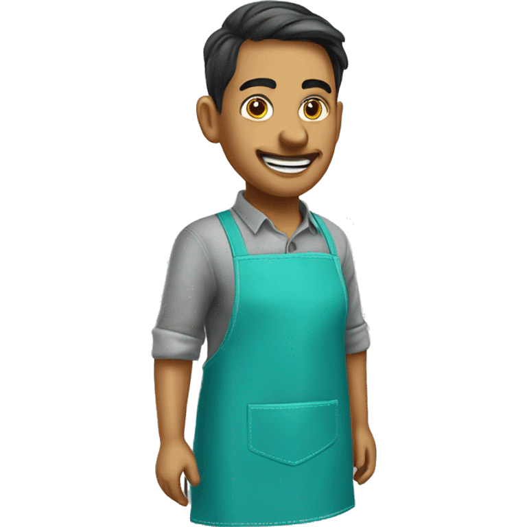 Realistic isolated teal kitchen apron  emoji