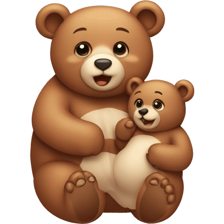 Cute bear with baby  emoji