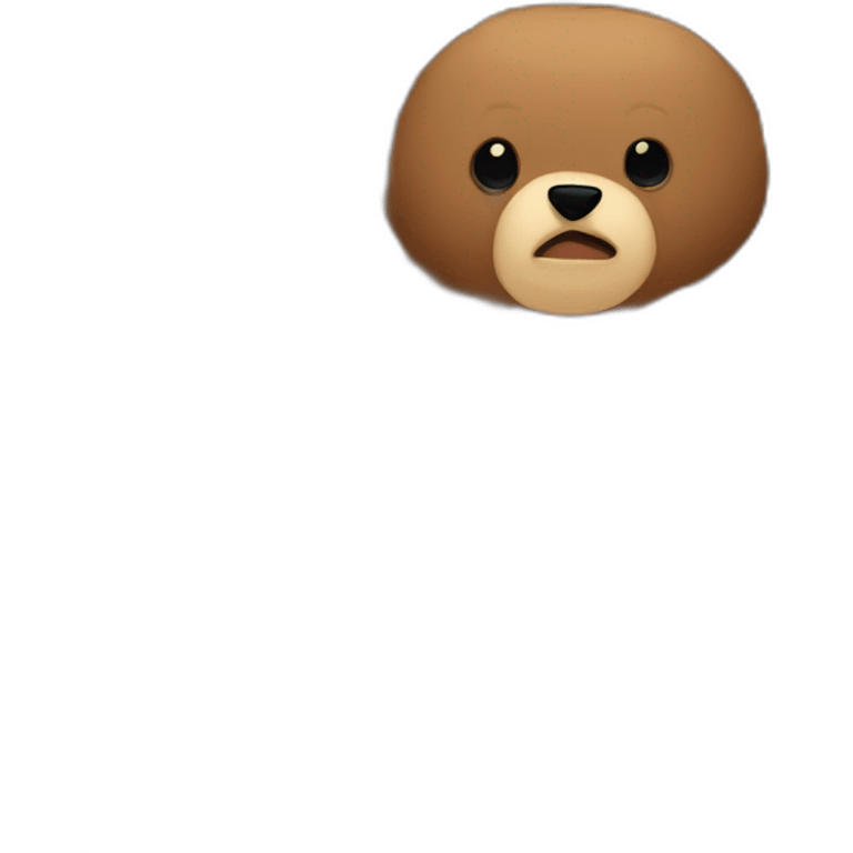 a cute brown bear cub hiding his face in embarrassment emoji