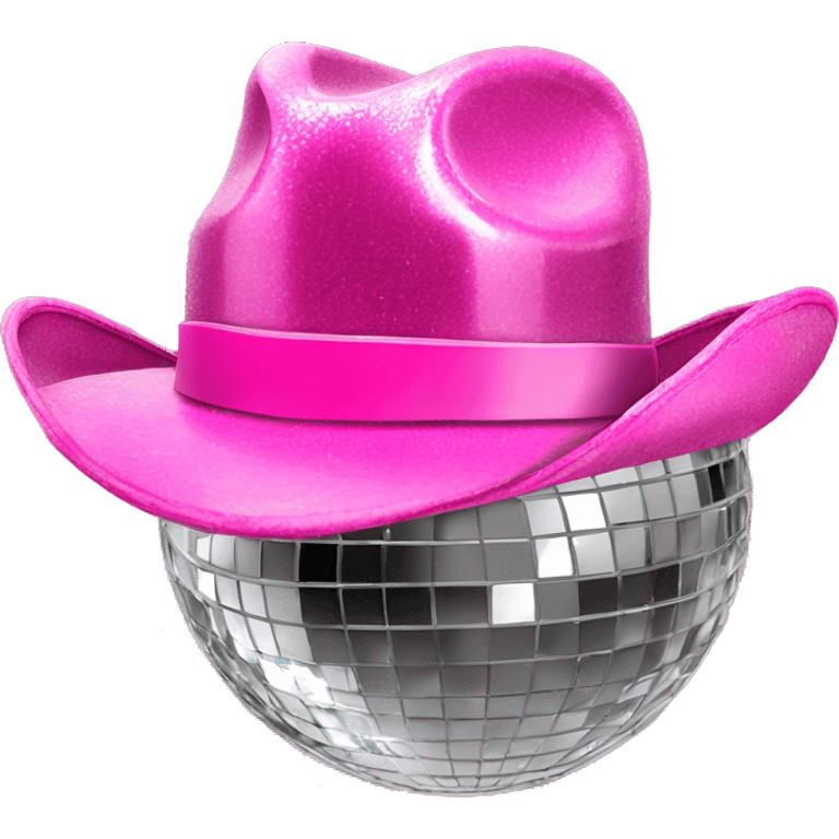 Disco ball with pink cowboy hat emoji