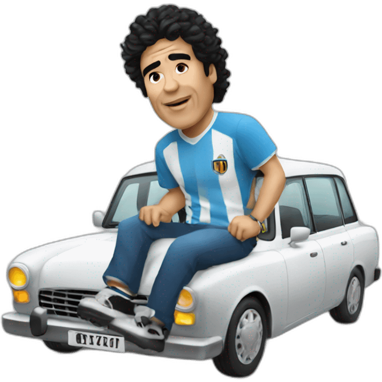 Maradona driving white taxi emoji