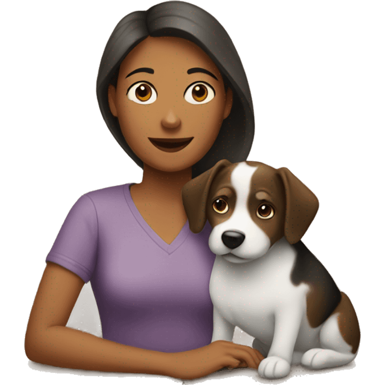 female with dog indoors emoji