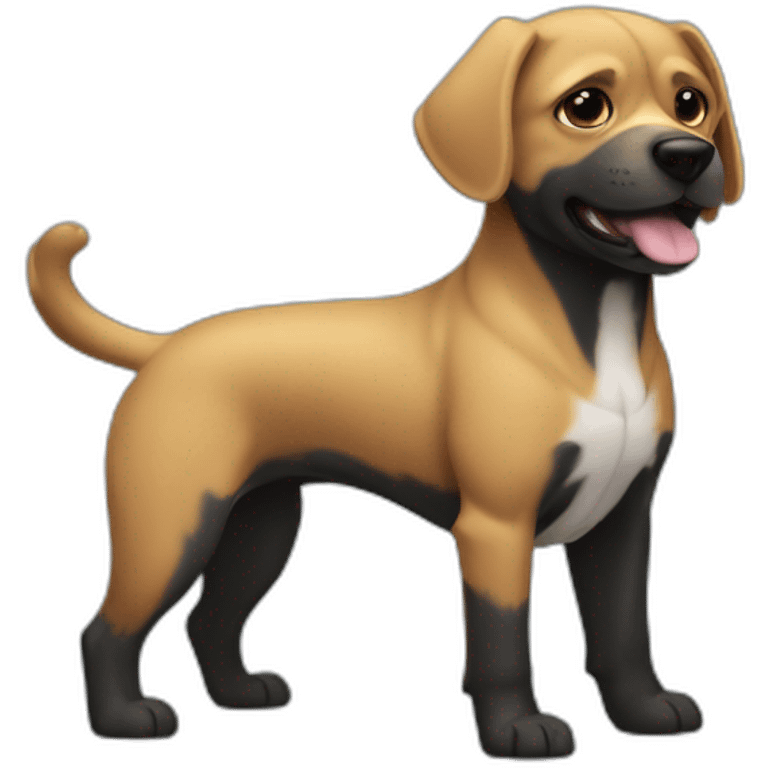 Un chien noir, qui contracte ses muscles emoji