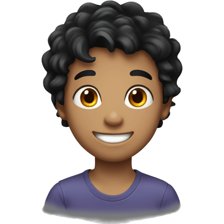 smiling boy with black hair playing Lacroose  emoji