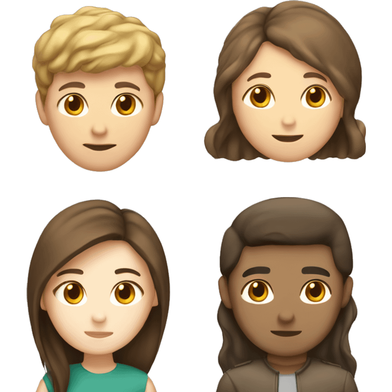 brown haired asian girl with straight hair and brown haired white guy with wavy hair emoji