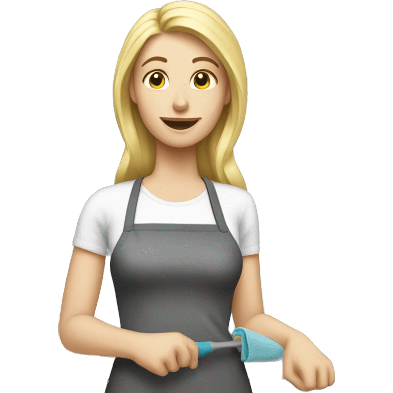 Blonde Caucasian woman doing house chores  emoji