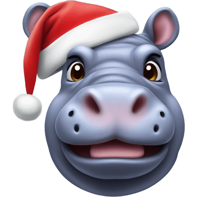 Hippo with a Santa hat  emoji