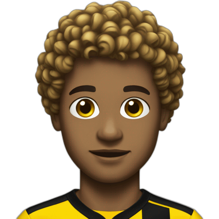 Borussia Dortmund player with a brown skin black short curly hair emoji