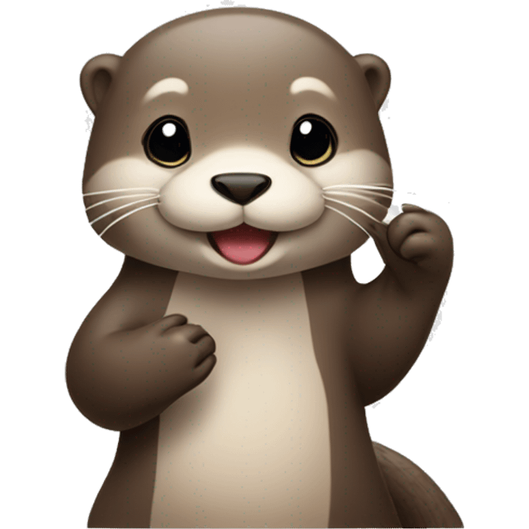  Cute otter making peace sign emoji