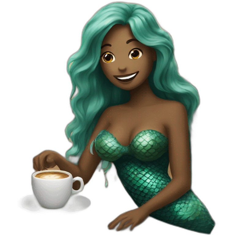 mermaid with coffee emoji