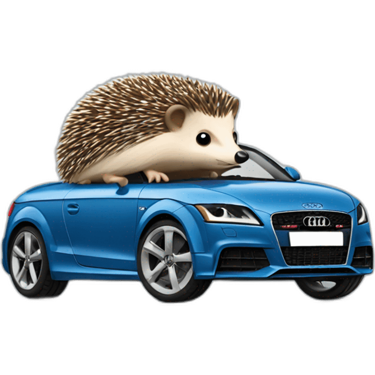 Hedgehog driving a audi TT car emoji