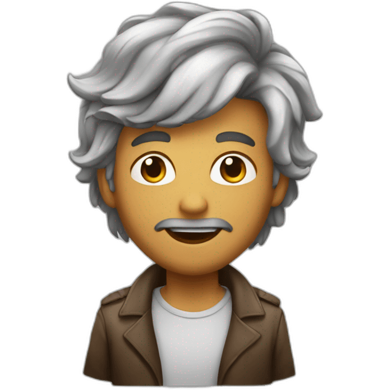 Homem com pouco cabelo tomando cafe emoji