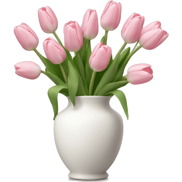 Light pink tulips in white vase emoji