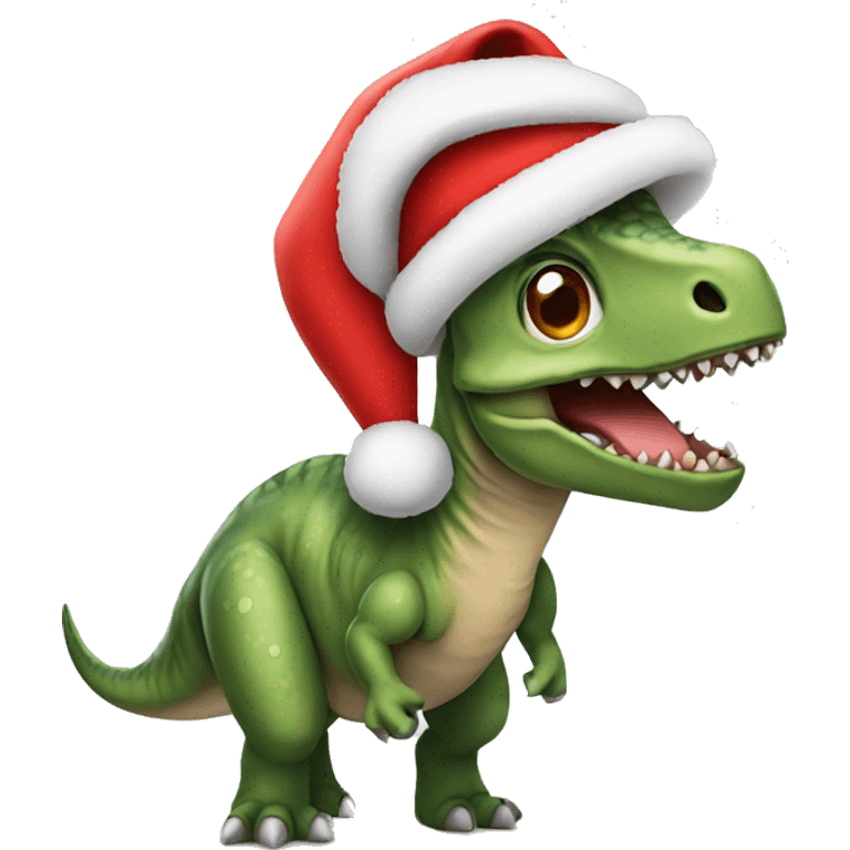 Dino wearing Santa hat emoji