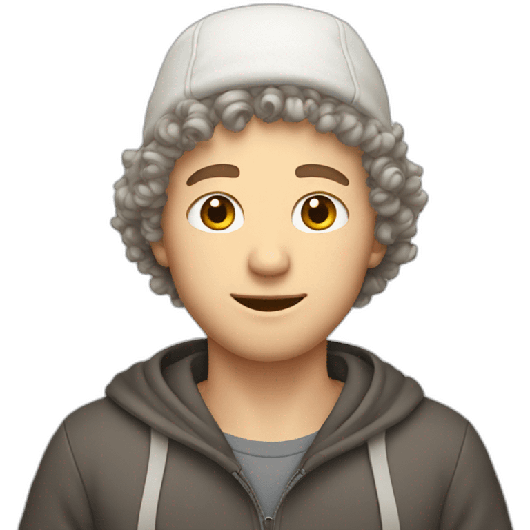 Curly short hair white guy with bonnet emoji