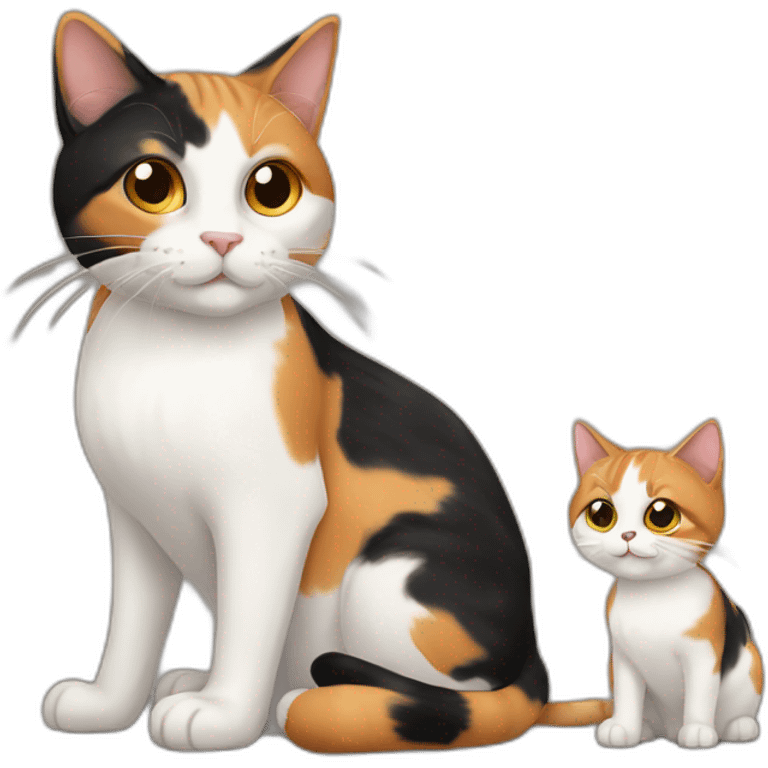 calico cat and his baby emoji