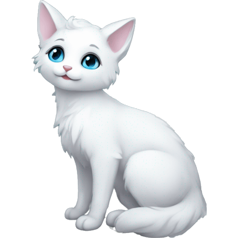 Cute gorgeous ethereal white fantasy animal with blue eyes sona with flowers and butterflies emoji