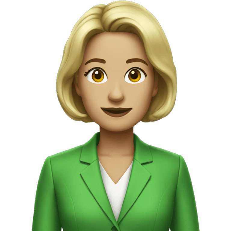 Katy Williams green suit emoji