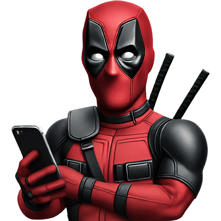  Deadpool using phone emoji