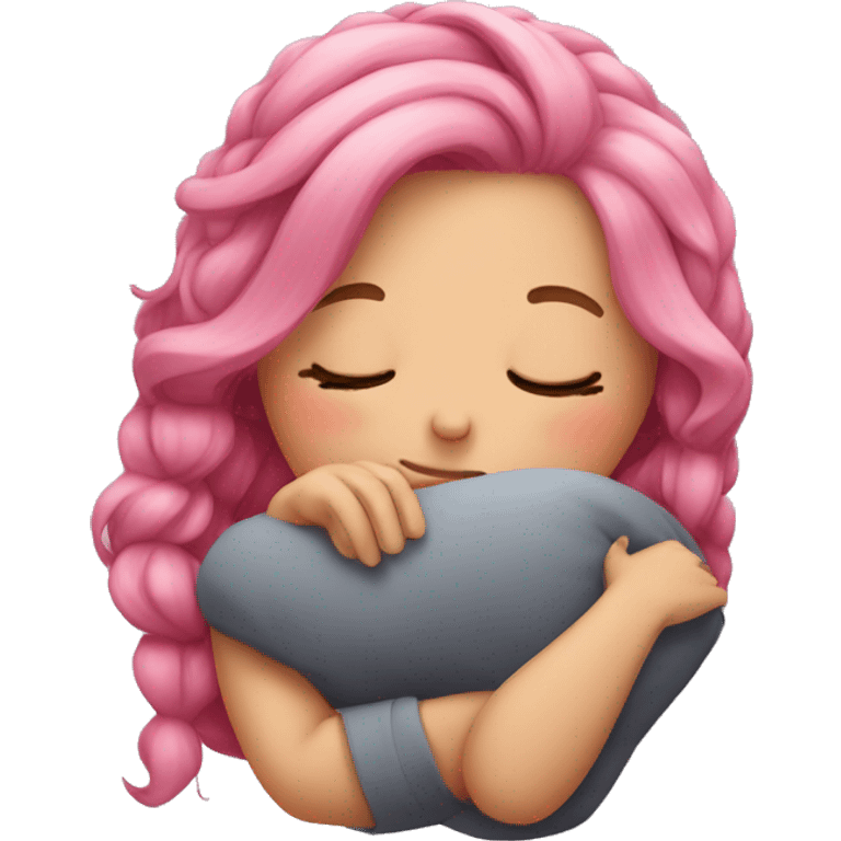 Pink hair girl sleeping emoji